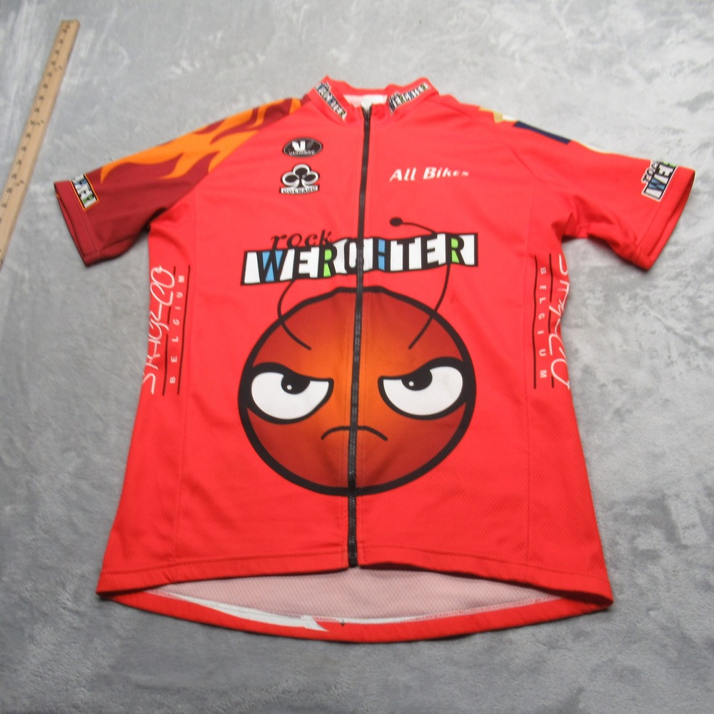 Vermarc Sport Cycling Jersey Unisex Large Orange Werchter Full Zip Short Sleeve‎